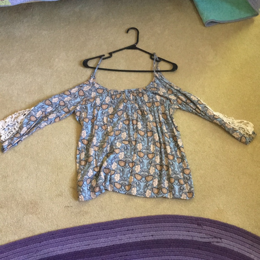 Light blue cold shoulder top